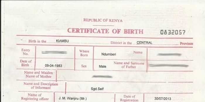 Requirements for a Birth Certificate in Kenya