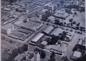 An aerial picture of early Nakuru, neatly arranged.