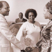 The Minister for Agriculture, Mr Jeremiah Nyagah, meets Her Majesty Queen Mamohato Berena Seciso of Lesotho at the Nairobi Airport when she made a stopover on October 5, 1977, on her way back home from Taiwan.