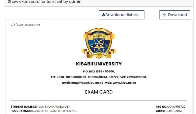 How to Print Kibabii University Exam Card Online