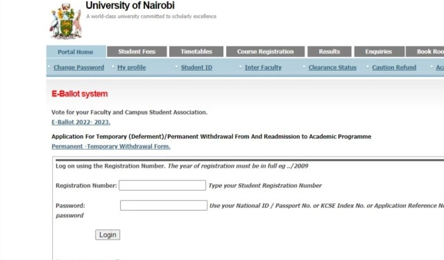 University of Nairobi Student Portal (SMIS)