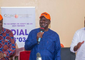 ODM party leader Raila Odinga (centre), former Kakamega Governor Wycliffe Oparanya and former Mombasa governor Ali Hassan at Wajir County on March 1, 2024. PHOTO RAILA ODINGA