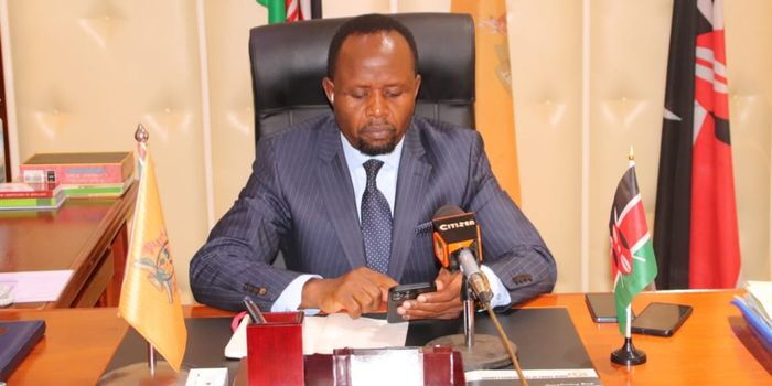Trans Nzoia governor George Natembeya in his office on August 31, 2022. Courtesy George Natembeya
