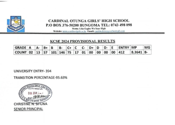 Cardinal Otunga Girls’ High School Posts Impressive KCSE 2024 Results
