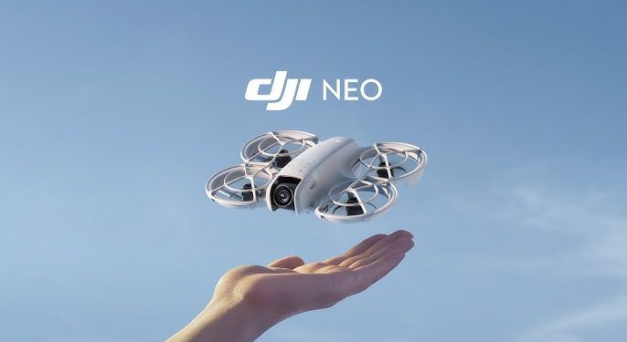 Security drone scanning crowd with thermal imaging