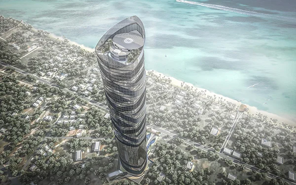 An artistic representation of the Palm Exotica hotel in Watamu, Kilifi County