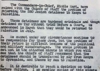 Britain’s 1947 Plan to Remove Jewish Detainees from Kenya