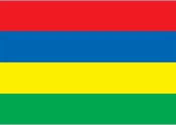 four equal horizontal bands of red (top), blue, yellow, and green; red stands for self-determination and independence, blue for the Indian Ocean, yellow for the new light of independence, golden sunshine, or the bright future, and green for agriculture or the island's lush vegetation note: the flag of Mauritius is the only national flag with four horizontal color bands
