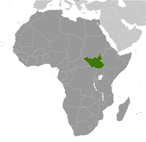 South Sudan map in Africa