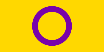 Intersex flag, using colors that are non-derivative of endosex-associated colours pink and blue. The circle symbolises wholeness.