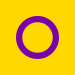 Intersex flag, using colors that are non-derivative of endosex-associated colours pink and blue. The circle symbolises wholeness.
