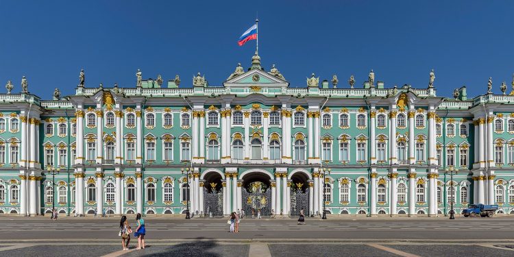Winter Palace in Saint Petersburg, the Central Part of the South Facade