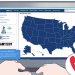 Illustration of a person visiting the DMV website on a laptop to register a homemade trailer in the U.S.