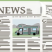 Illustration of a newspaper showing an RV image in the travel section, symbolizing road trip or camper news coverage.