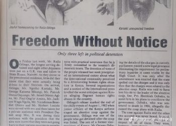 Freedom Without Notice: When Raila Odinga Walked Out of Detention in 1988