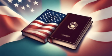 A photo of a passport and a mixture of two national flags. PHOTO/Hashmicro